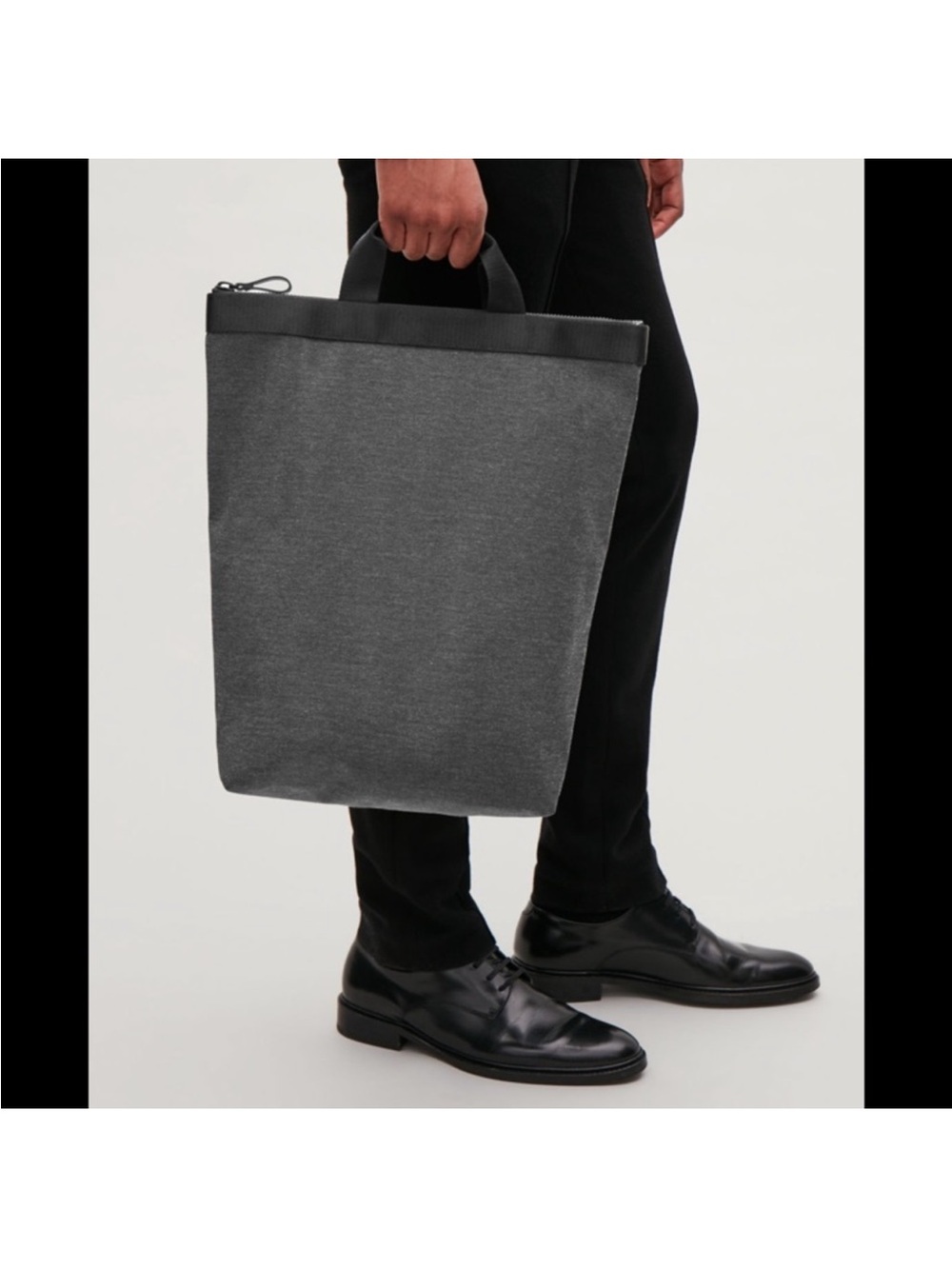 COS Minimalist Grey Black Canvas Tote-Backpack convertible unisex work bag